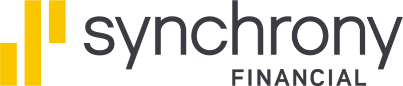 Synchrony black text logo.
